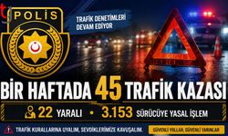 Bir Haftada 45 Trafik Kazası: 22 Kişi Yaralandı