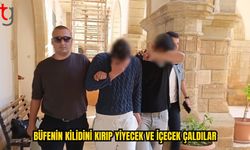 BÜFENİN KİLİDİNİ KIRIP YİYECEK VE İÇECEK ÇALDILAR