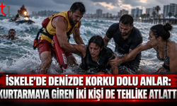 İskele’de denizde korku dolu anlar: Kurtarmaya giren iki kişi de tehlike atlattı