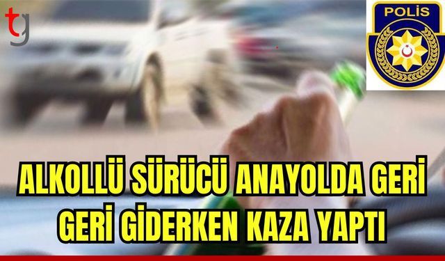 Alkollü sürücü anayolda geri geri giderek kaza yaptı