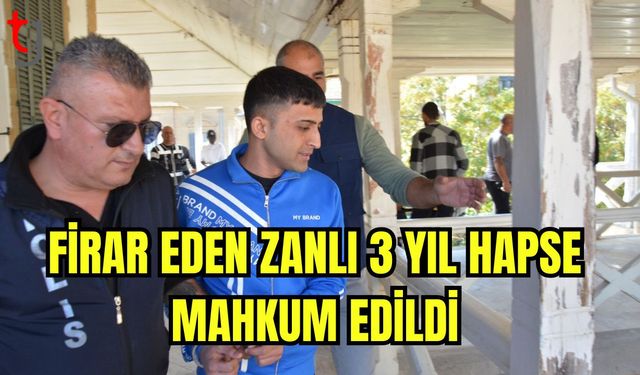 Firar eden zanlı 3 yıl hapse mahkum edildi