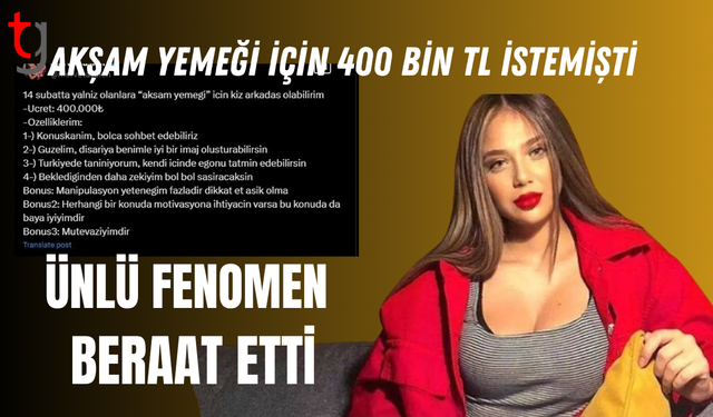 Akşam yemeği için 400 bin lira istemişti!