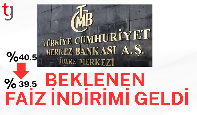 Merkez Bankası faizi yüzde 39,5'e düşürdü
