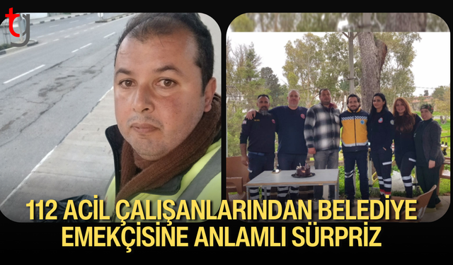 112 acil çalışanlarından iş arkadaşlarına sürpriz doğum günü kutlaması