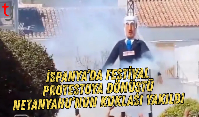 İspanya’da festivalde Netanyahu’nun kuklası yakıldı