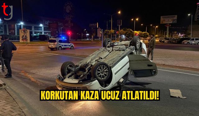 Kamyonla Çarpışan Araç Ters Döndü, Yaralanan Olmadı