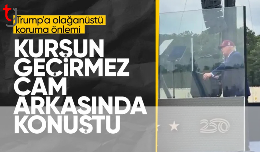 Donald Trump kurşun geçirmez camın arkasından konuştu