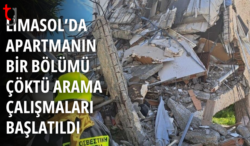 Limasol’da bir apartmanın bir bölümü çöktü