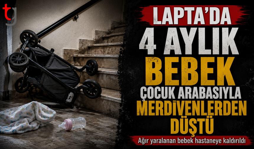 4 aylık bebek çocuk arabasıyla merdivenlerden düştü