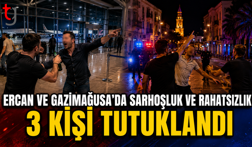 Ercan ve Gazimağusa’da Sarhoşluk ve Rahatsızlık: 3 Kişi Tutuklandı