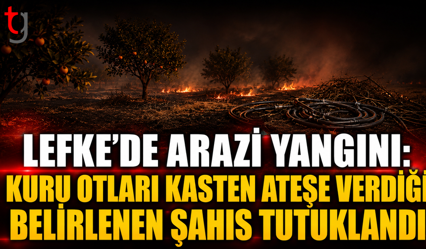 Lefke’de Arazi Yangını: Kuru Otları Kasten Ateşe Verdiği Belirlenen Şahıs Tutuklandı