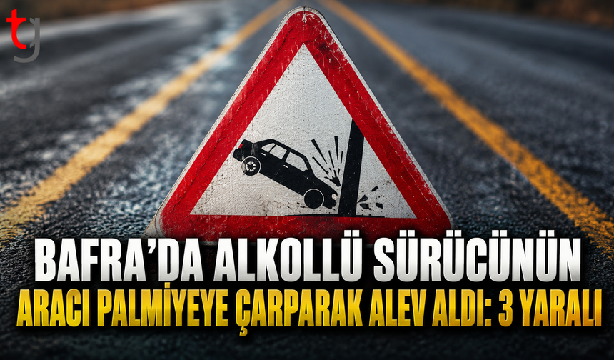 Bafra’da Alkollü Sürücünün Aracı Palmiyeye Çarparak Alev Aldı: 3 Yaralı