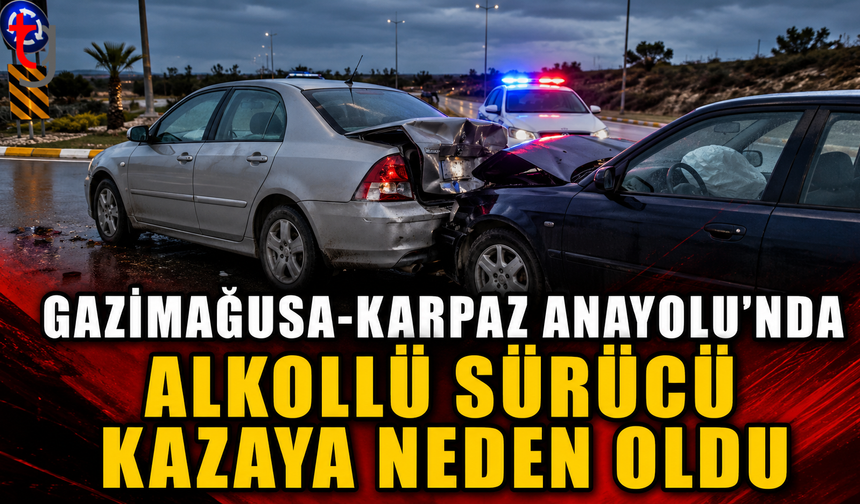 Gazimağusa-Karpaz Anayolu’nda Alkollü Sürücü Kazaya Neden Oldu