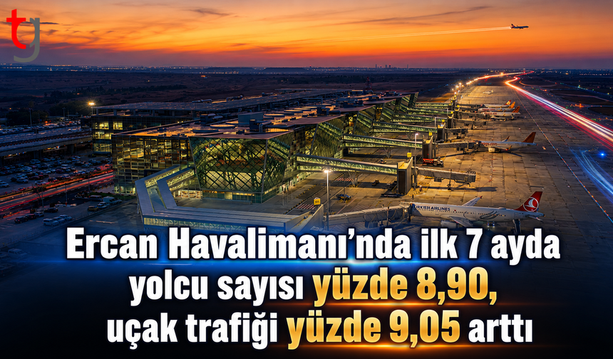 Ercan Havalimanı’nda ilk 7 ayda yolcu sayısı yüzde 8,90, uçak trafiği yüzde 9,05 arttı
