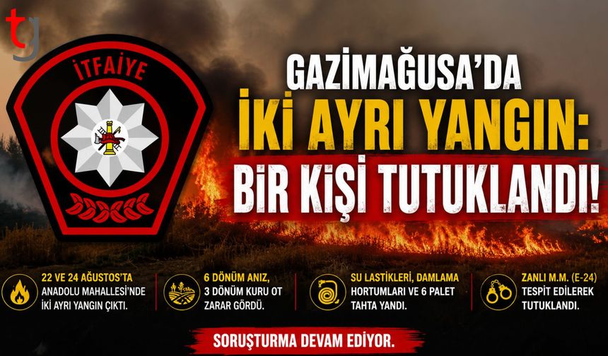 Gazimağusa’da İki Ayrı Yangın: Bir Kişi Tutuklandı