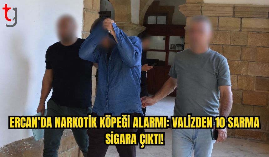 Ercan’da Narkotik Köpeği Valize Tepki Verdi