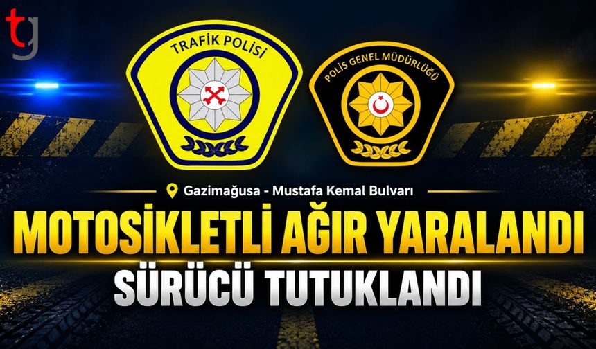 GAZİMAĞUSA’DA OTOMOBİL İLE MOTOSİKLET ÇARPIŞTI