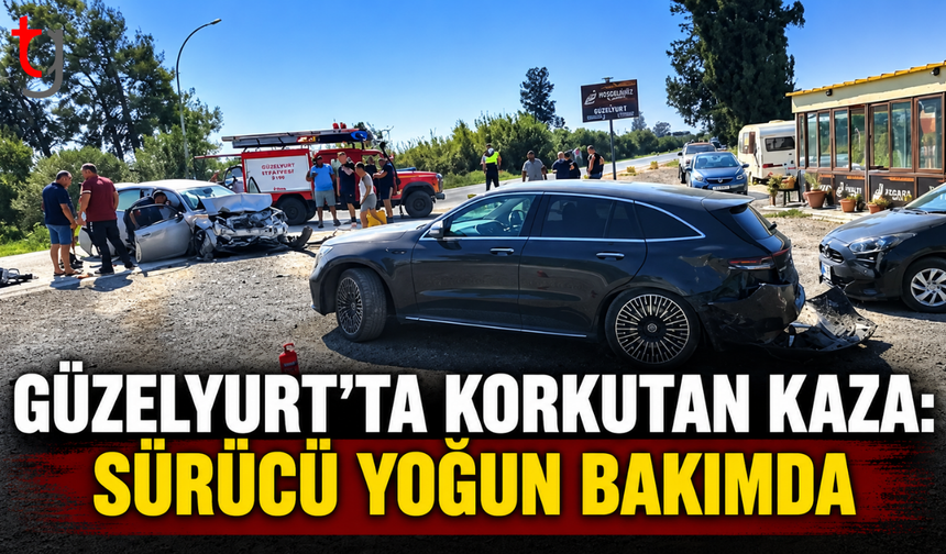 Güzelyurt’ta korkutan kaza: Sürücü yoğun bakımda