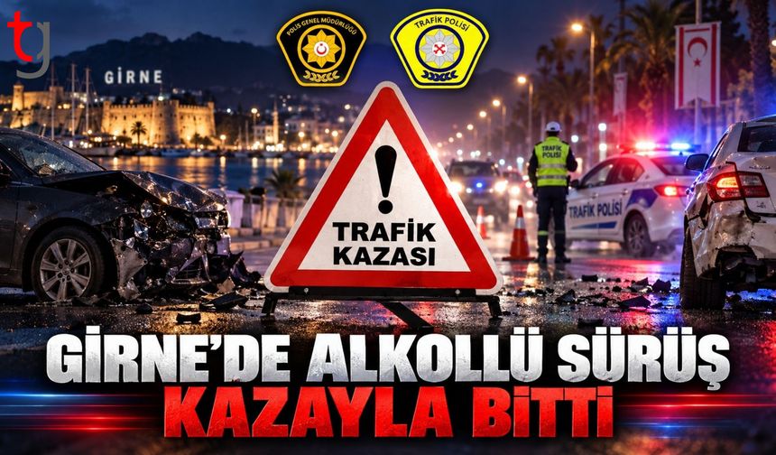 Girne’de alkollü sürücü park halindeki araca çarptı