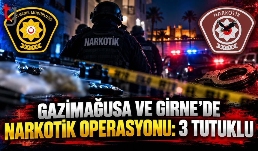 GAZİMAĞUSA VE GİRNE’DE YASAKLI MADDE OPERASYONU: 3 KİŞİ TUTUKLANDI