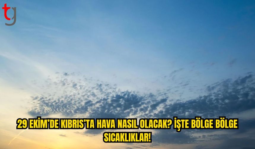 29 EKİM’DE KUZEY KIBRIS’TA HAVA NASIL OLACAK? İŞTE BÖLGE BÖLGE SICAKLIKLAR