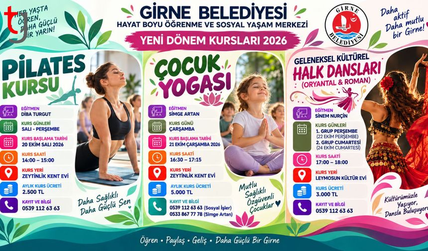Girne Belediyesi’nde Yeni Dönem Kursları Başlıyor