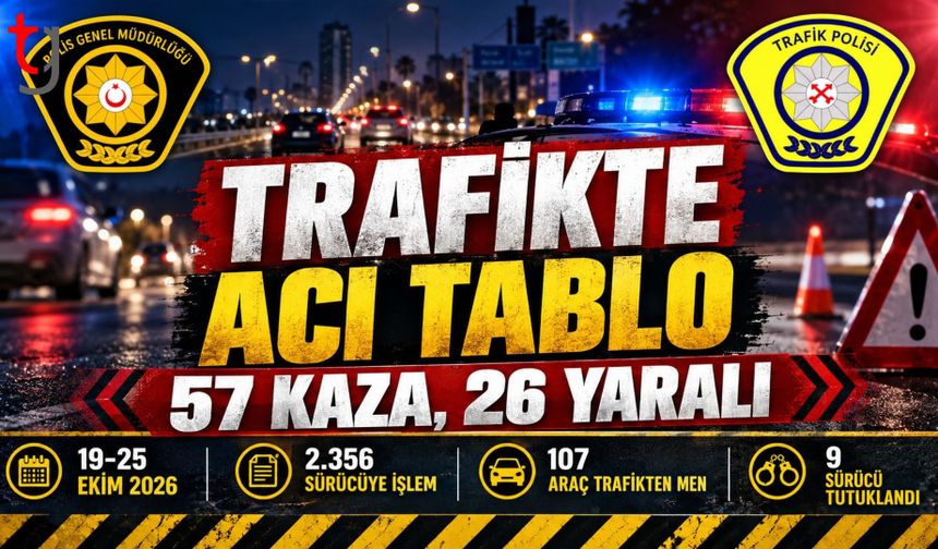 KKTC’DE BİR HAFTADA 57 TRAFİK KAZASI: 26 KİŞİ YARALANDI